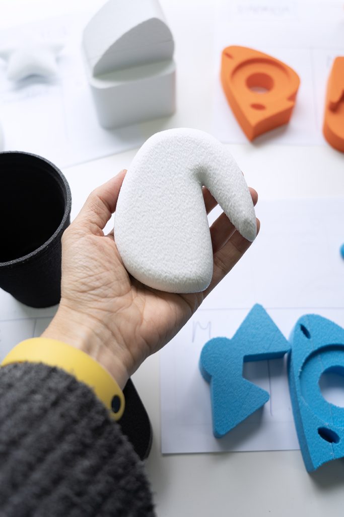 pieza impresa en 3D con textura para un estudio de investigación sobre el lenguaje